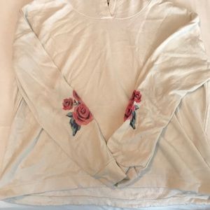 white hooded long sleeved with flowers